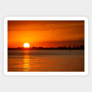 Red sky of sunset at St Kilda Beach, Melbourne, Australia. Sticker